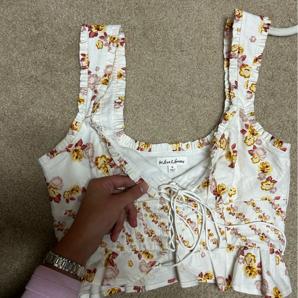 For love and lemons lace up front tank top. Zip side. Perfect seams and clasp